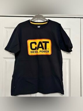 Caterpillar CAT Diesel Power Logo Short Sleeve T-shirt Black Size Large VGUC‎